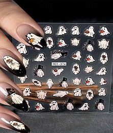 abordables -Pegatinas para uñas con cabeza de calabaza de Halloween en relieve 5D: diseño de calabaza aterrador y detallado para manicura y arte de uñas espeluznantes