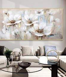 お買い得  -手作りの油絵キャンバス壁アート装飾モダンな抽象的な花のテクスチャリビングルームホームデコレーションロールフレームなし未延伸絵画