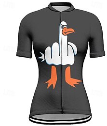 abordables -Femmes Maillot de cyclisme Dessin animé Manche Courte Cyclisme T-shirt Top avec 3 poches arrière VTT Vélo tout terrain Cyclisme sur route Séchage Rapide Fermeture Éclair Frontale Évacuation de