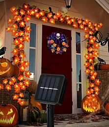 olcso -napenergiával működő mesterséges juharlevél füzér zsinór lámpák 6,5 m 30 leds hálaadás halloween őszi levelek dekoráció kültéri beltéri kerti terasz kandalló a nyaralás hangulatának megvilágításához