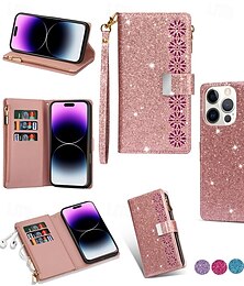 economico -Cover per iPhone 16 Pro Max Plus iPhone 15 Pro Max Plus iPhone 14 13 12 11 Pro Max Plus Mini SE con supporto per stand tasca per schede zip magnetica in TPU PU