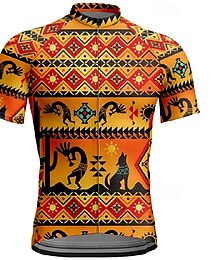 voordelige -Voor heren Wielrenshirt Korte mouw Fietsen T-shirt Shirt met 3 achterzakken Bergracen Ademend Sneldrogend Anatomisch ontwerp Lampenkatoen Geel Wijnoogst Sport Kleding