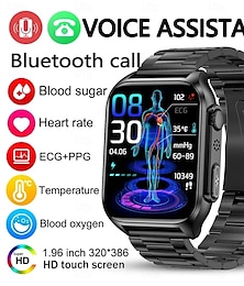 economico -TK12 Orologio intelligente 1.96 pollice Intelligente Guarda Bluetooth ECG + PPG Pedometro Avviso di chiamata Compatibile con Smartphone Da donna Da uomo Standby lungo Chiamate in vivavoce Impermeabile