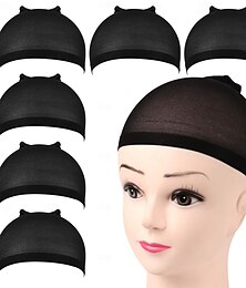 economico -6 pezzi di calze nere per parrucche, calze elastiche in nylon per parrucche da donna, ragazze, bambini, calze per parrucche