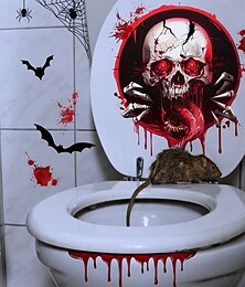 abordables -Pegatinas de halloween, pegatinas de pared decorativas de murciélago con salpicaduras de sangre y calavera fantasma para baño y aseo, pegatinas autoadhesivas
