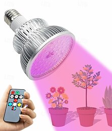 abordables -Lampe de croissance de plantes à lumière complète avec télécommande en alliage d'aluminium ampoule de croissance de plantes E27 50 W haute puissance fonction de synchronisation de réglage de couleur