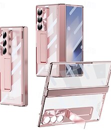 economico -telefono Custodia Per Samsung Galaxy Piegatura a Z 7 Z Fold 6 Z Fold 5 Z Fold 4 Z Fold 3 Copertura Posteriore con Supporto con Proteggi Schermo Protezione Completa Retrò Armatura PC Metallo