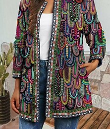 preiswerte -Damen Jacke Party Tasche Geometrisch Windundurchlässig Modisch Regular Fit Oberbekleidung Langarm Herbst Mehrfarbig M