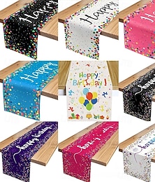 abordables -chemin de table joyeux anniversaire, décoration de table de fête d'anniversaire blanche