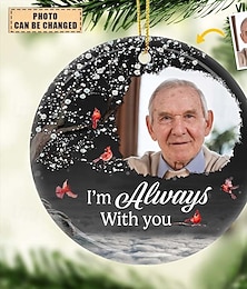 economico -Ornamento memoriale di Natale personalizzato con foto Regali memoriali personalizzati ornamenti per albero di Natale in acrilico 2D regali pendant appeso personalizzati per la perdita di mamma papà