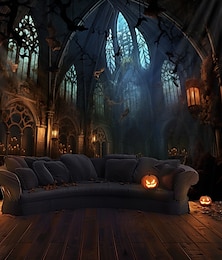 economico -Arazzo Appeso Castello Infestato di Halloween Grande Arazzo Murale Decorazione Fotografia Fondale Coperta Tenda Casa Camera da letto Soggiorno Decorazione