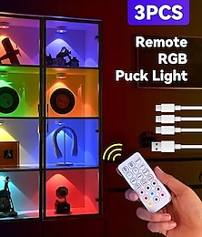 economico -luce per armadietto a led rgb magnetica ricaricabile con telecomando luce per quadri 12 opzioni di colore luce per interni per armadi e vetrine lampada decorativa per la casa ricaricabile tramite usb per natale e halloween 1/3 pezzi