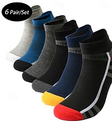 levne -Pánské 6 párů Vícenásobné balení Ponožky Koşu Çorapları Ponožky pro běžné nošení Černá Rubínově červená Barva Barevné bloky Sporty a outdoor Denní Dovolená Základní Střední Jaro Podzim Módní Na běžn