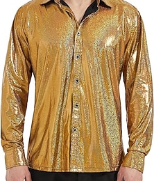 olcso -Korong 1980-as évek Fényes fém Blúz / Ing Álarcosbál Diszkó Tömör szín Jelmez Férfi Farsangi jelmez Mindszentek napja Farsang Álarcos mulatság Buli / Este Pride Parade Büszkeség hónapja Felnőttek Ing