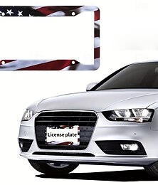 billige -amerikansk flagg nummerskilt rammeholder universal aluminium matt stripe us flagg glans bil plate ramme deksler med frie skruer fester hetter for oss nummerskilt