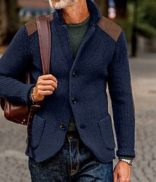 abordables -Homme Pull Chandail Gilet Cardigan Robe pull Pull Veste A côtes Tricoter Découpé Tricoté Mao Vêtement Tenue Automne Hiver Vert Armée Noir S M L