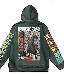 abordables -One Piece Monkey D Luffy Roronoa Zoro Equipo 5 de Luffy Sudadera Pullover Anime 3D Bolsillo delantero Gráfico Bolsillo canguro Para Pareja Hombre Mujer Adulto Víspera de Todos los Santos Carnaval