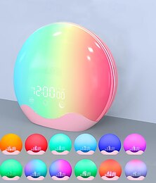 economico -Sveglia Smart LED con Luce del Mattino Luce di Risveglio per Dormitori Pesanti con 12 Colori LED 5 Set di Suoni Naturali e Radio FM Un Allenatore di Sonno Intelligente