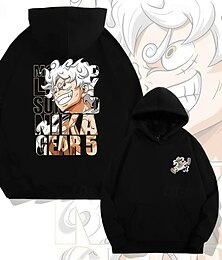 abordables -One Piece Monkey D.Luffy Équipement Luffy 5 Sweat à capuche Sweat Imprime Poche avant Art graphique Pour Couple Homme Femme Adulte Mascarade Estampage à chaud Soirée Casual Quotidien