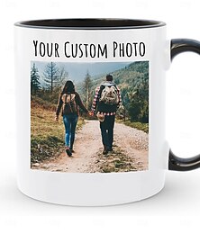billiga -Personlig Kaffe Mug Anpassad Bild Text eller Logo Keramikmugg Anpassad Bröllopsgåva för Par Anpassningsbar 11 Oz Te Kopp Vit - Svart