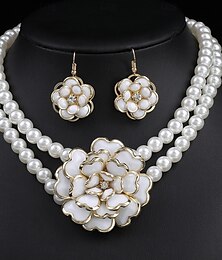 economico -I monili nuziali 2 Perla 1 collana Orecchini Per donna Elegante Lusso Dolce Adorabile Classico Fiore decorativo Amore Di forma geometrica Parure di gioielli Per Matrimonio Da sera Regalo