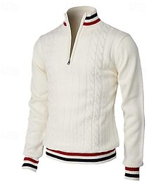 abordables -Homme Pull Pull en tricot A côtes Tricoter Normal Tricoté Bloc de couleur Quarter Zip Mode basique Usage quotidien Rendez-vous Vêtement Tenue Automne hiver Vin Noir S M L