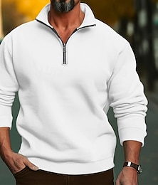 economico -Per uomo Felpa Felpa con cerniera a un quarto Aalbicocca Nero Bianco Rosso Grigio chiaro mezza cerniera Liscio Sportivo Giornaliero Per eventi Streetwear Essenziale Informale Primavera & Autunno