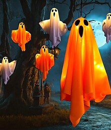 economico -1 pz decorazioni di Halloween fantasma illuminato luce sospesa portico, bracci regolabili per finestra in vetro, decorazione per alberi da interno ed esterno - luce decorativa per atmosfera festosa con 3 modalità di illuminazione (bianco e arancione)