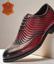 economico -scarpe eleganti oxford con punta alari da uomo bordeaux: calzature formali eleganti per matrimoni e riunioni di lavoro