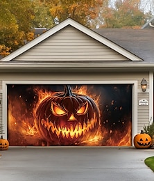 levne -halloween dveřní dekorace venkovní halloween kryt garážových vrat jack o lucerna prapor dýňová kostra venku velké pozadí dekorace na dovolenou venkovní garážová vrata domácí nástěnné dekorace
