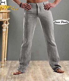 preiswerte -Herren Anzughosen Leinenhose Hose Hosen Sommerhosen Tasche Gerade geschnitten Glatt Komfort Casual Täglich Festtage Strassenmode Stilvoll Schwarz Weiß