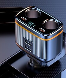 voordelige -autoladers 145w hoogvermogen laadadapter 2-socket power splitter 12-24v met pd type-c usb-poorten led-spanningsweergave voor auto vrachtwagen suv