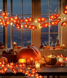 olcso -hálaadás juharlevél zsinór lámpák 10/20/40 led füzér lámpák akkumulátor / usb táplálás halloween karácsonyi esküvői buli ünnep kerti erkély dekoráció