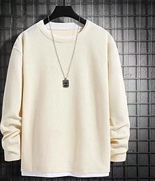 halpa -Miesten T-paita T-paidat Vohvelineule T-paita Pitkähihainen paita Pitkähihainen Tiukka pyöreä kaula-aukko 봄 & Syksy Tavallinen Muoti Suunnittelija Perus Loma Katu Bile Musta Sininen Vaaleanharmaa Top