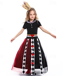 halpa -Alice in Wonderland Satu herttakuningatar Punainen kuningatar Myrkky Mekot Cosplay Elokuva-cosplay for Tyttöjen Lasten Karnevaali Naamiaiset Suoritus Juhlat