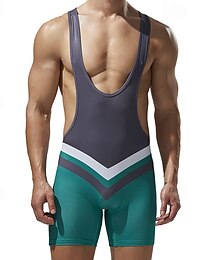 abordables -Hombre Traje de lucha libre Mono moldeador de cuerpo Fajas Transpirable Secado rápido Estiramiento alto Verano Primavera Poliéster Al Aire Libre Paseo Correr Naranja Verde