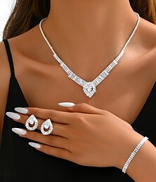 abordables -Nuptiales Parures 3 Imitation de diamant 1 Collier 1 Bracelet Boucles d'Oreilles Femme Elégant mode Adorable Classique Goutte Amour Parure de Bijoux Pour Mariage Soirée Cadeau