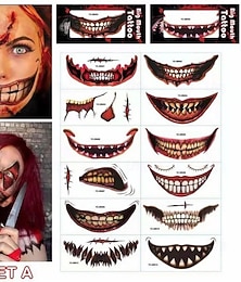 economico -scherzo di halloween trucco tatuaggio temporaneo realistico &adesivi per tatuaggi spaventosi facili da rimuovere, autoadesivi per il giorno dei morti, cosplay, feste in maschera, trucco scherzoso - di