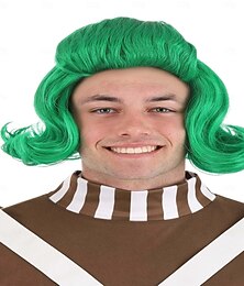 abordables -perruque adulte willy wonka oompa loompa perruques de carnaval cosplay fête perruques de la saint-patrick