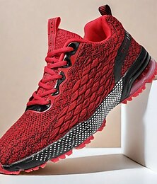 economico -Per uomo Scarpe da ginnastica Scarpe bianche Tessitura volante Comodo Antiscivolo Con lacci intrecciali Nero Rosso Grigio