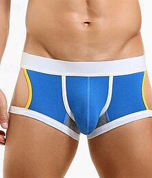 Недорогие -Муж. 1 ед. Сексуальные трусики Боксеры Боксерские трусы Сторона выдолбленная Полиэстер Дышащий Мягкий Удобный Контрастных цветов Со стандартной талией Черный Красный