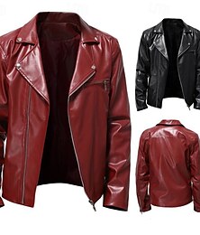 economico -Per uomo Giacca in Ecopelle Giacca di transizione Giacca da Biker Giacca in pelle verniciata Vacanza Quotidiano Antivento Caldo Tasca Autunno & Inverno Semplice Moda Classico Bavero Regolare Finta