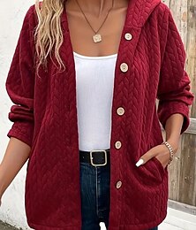 preiswerte -Damen Jacke Party Taste Feste Farbe Windundurchlässig Vintage Lockere Passform Oberbekleidung Langarm Herbst Rote S