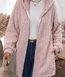abordables -Mujer Chaqueta casual Mantiene abrigado Cómodo Ajustable Moda Color sólido Ropa Deportiva Diario Frente Abierto Regular Cuello Vuelto Ajuste regular Manga Larga Ropa de calle Rosa Primavera Otoño