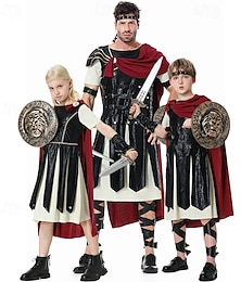 levne -ROMAN Knight Warrior Karnevalový kostým Halloween skupinové rodinné kostýmy Dětské Dospělé Pánské Chlapecké Dívčí Středověké Výkon Párty předvečer Všech svatých Karneval Jednoduchý karnevalový kostým