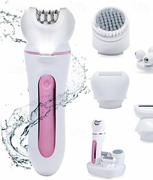 economico -Epilatore per la depilazione 5 in 1 Rasoio per il viso Spazzola per il viso Massaggio per il viso Esfoliante per il corpo Depilazione ricaricabile per le donne