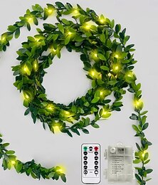billige -5m 50leds kobbertråd blad string lys med fjernkontroll batteri boks string lys til hagefest jul bursdag ferie 8 moduser belysning hjemmedekorasjon