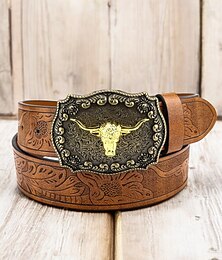 abordables -Hombre Marrón Cuero vegano Vintage vaquero occidental