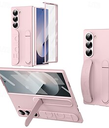お買い得  -電話 ケース 用途 サムスンのギャラクシー Zフォールド7 Zフォールド6 バックカバー スタンド付き とスクリーンプロテクター 全身保護 レトロ風 PC シリコーン