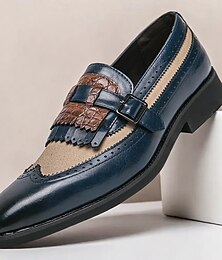 preiswerte -Herren-Loafer aus Retro-Kunstleder – klassisches Brogue-Design mit Schnalle und Fransendetail, vielseitiges und stilvolles Schuhwerk